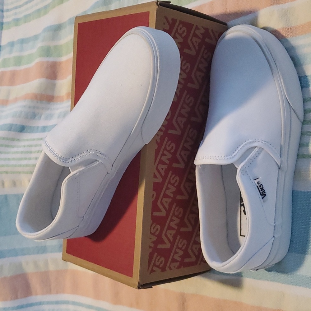 Womens White Asher Vans Size 5